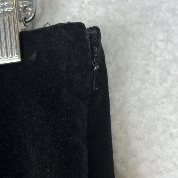 Sigrid Olsen Sport Black Velvet Pants Wide Leg Floral Embroidery Hem Petite 8P - Picture 5 of 10